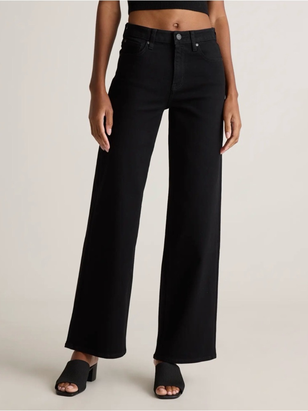 Quince Bella Stretch Wide Leg Jeans – Black – Size 26x28
